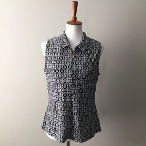 Tommy Hilfiger Logo Quarter Zip Sleeveless Blouse